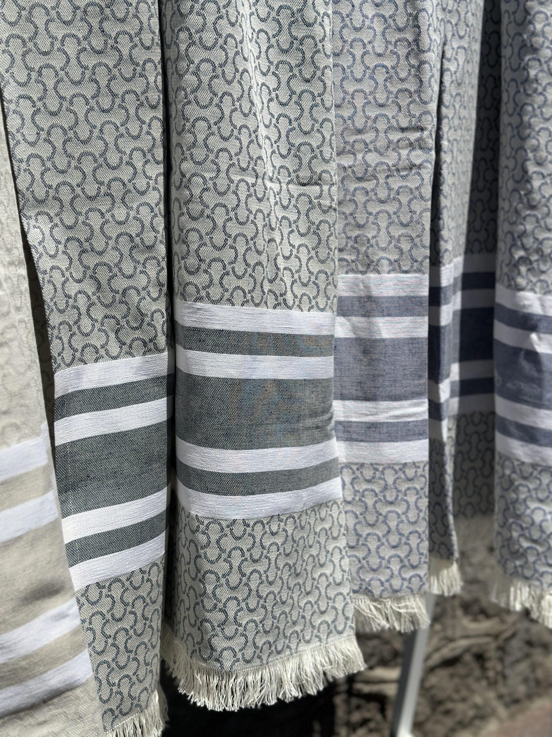 Telo lino naturale Rombi