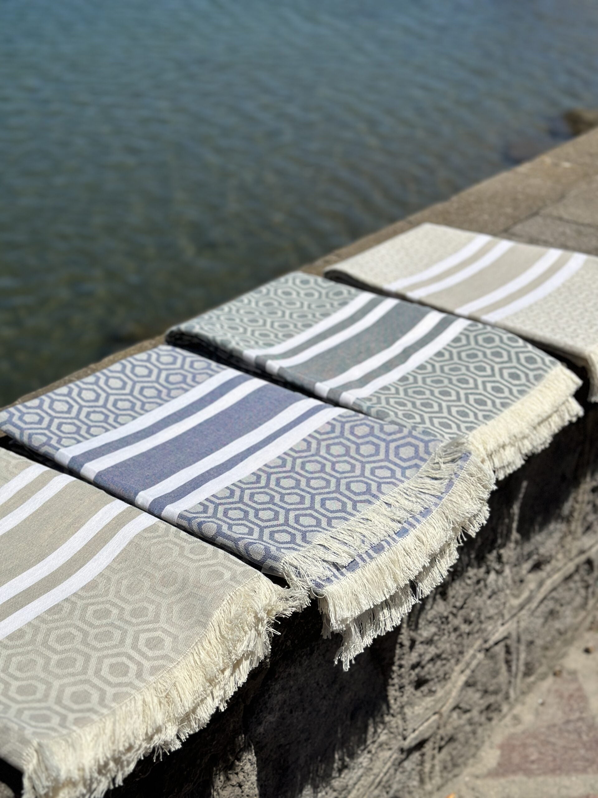 Telo lino naturale Rombi