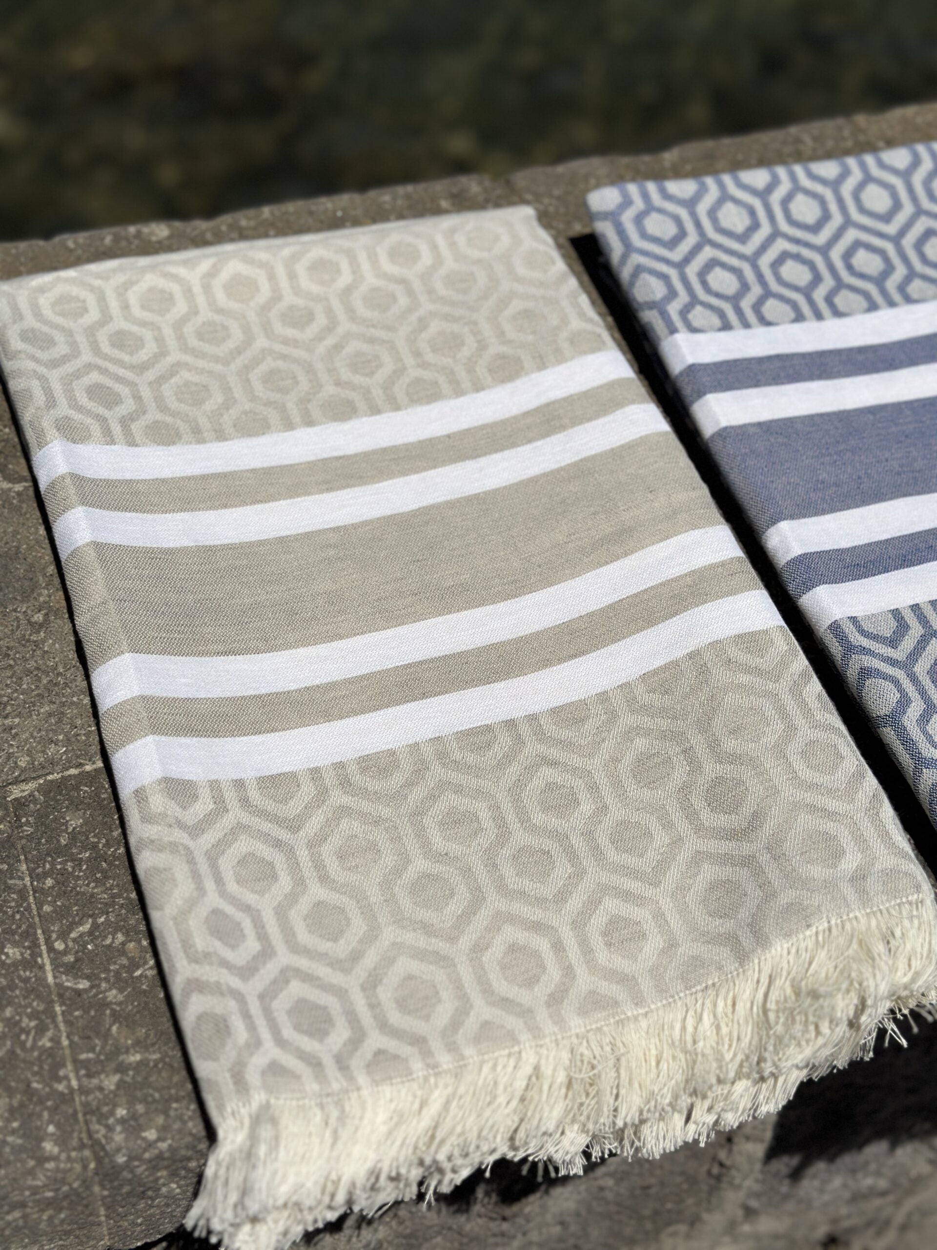 Telo lino naturale Rombi