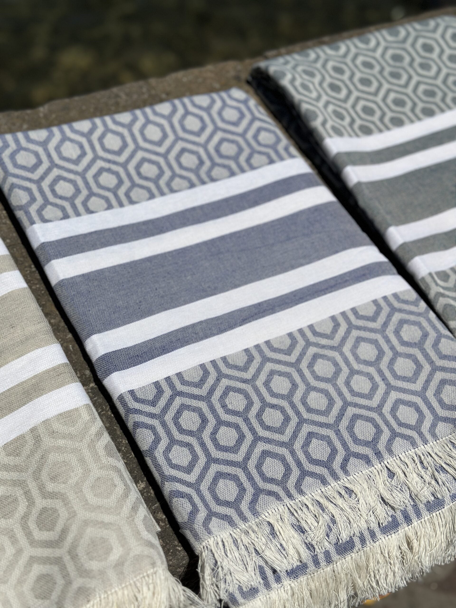 Telo lino naturale Rombi