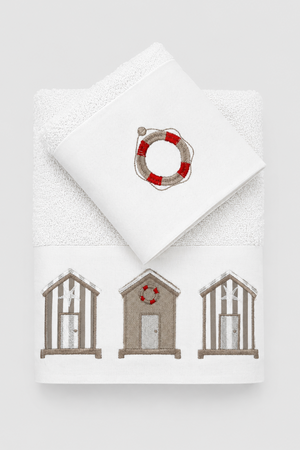 bianco/ricamo tortora