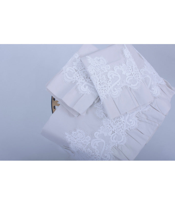 Completo lenzuola con pizzo e volant
