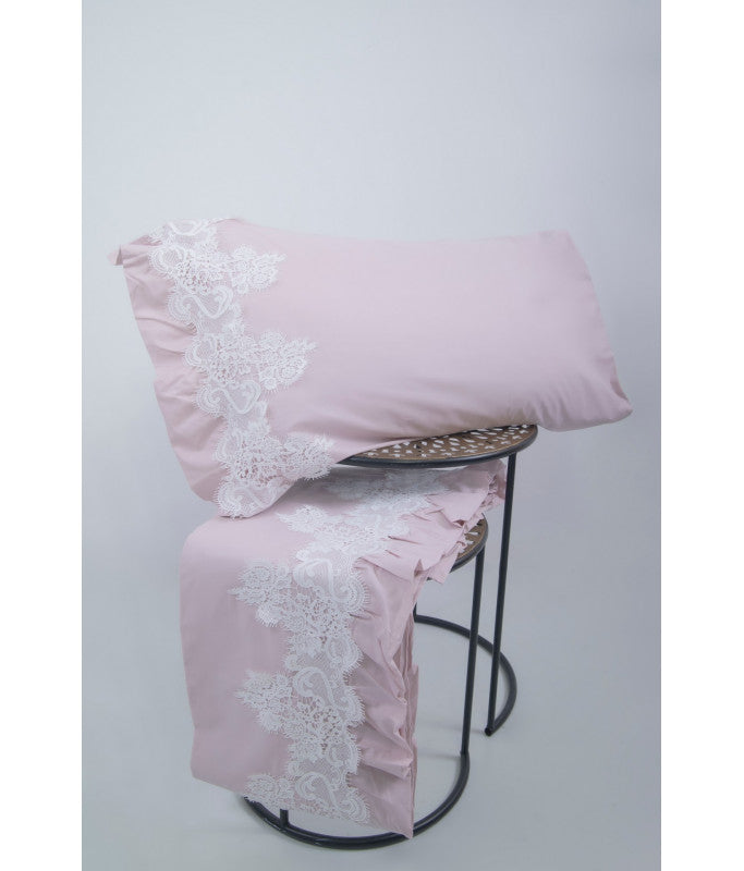 Completo lenzuola con pizzo e volant